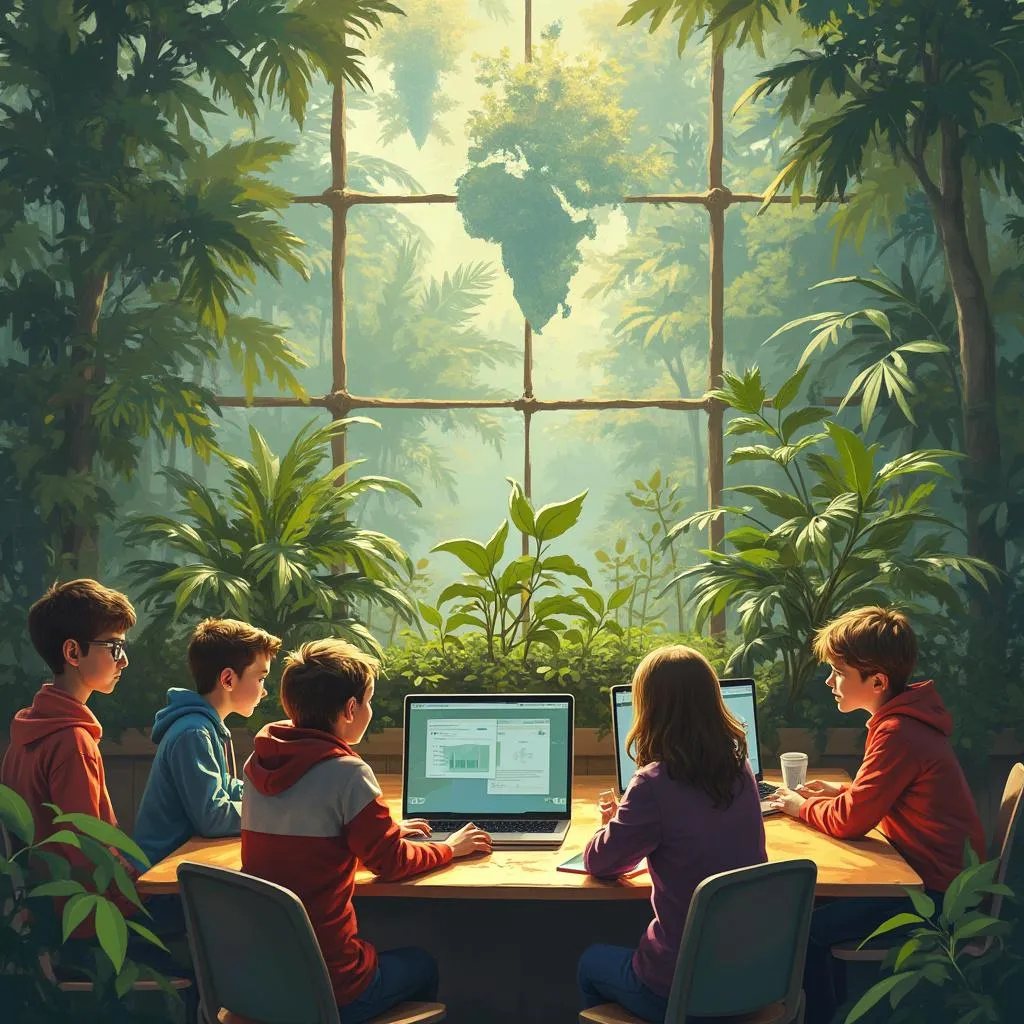 Estudiantes trabajando
